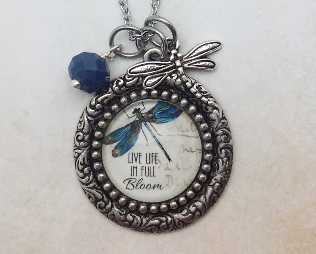 Live Life in Full Bloom Vintage Pewter Necklace