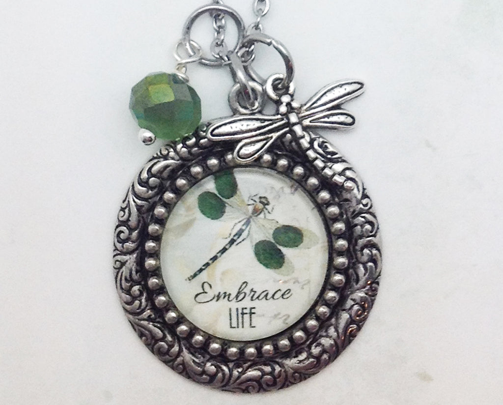 Embrace Life Vintage Pewter Necklace